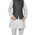 Mag Men's White Matching silk Kurta Churidhar With Black 1st Waistcoat