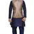 Mag Men's Nevy Blue Matching silk Kurta Churidhar With Gold 2nd Waistcoat