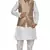 Mag Men's White Matching silk Kurta Churidhar With Gold 2nd Waistcoat