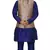 Mag Men's Royal Blue Matching silk Kurta Churidhar With Gold 2nd Waistcoat