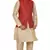 Mag Men's Gold Matching silk Kurta Churidhar With Red Joot Waistcoat
