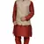Mag Men's Red Matching silk Kurta Churidhar With Coffee Colour Joot Waistcoat