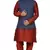 Mag Men's Red Matching silk Kurta Churidhar With Nevy Blue Joot Waistcoat