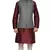 Mag Men's Maroon silk Kurta white Churidhar With Gray 1st Joot Waistcoat