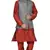 Mag Men's Red Matching silk Kurta Churidhar With Gray 1st Joot Waistcoat