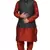 Mag Men's Red Matching silk Kurta Churidhar With Black 2nd Waistcoat