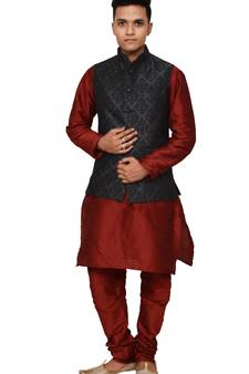 Blue Dupion Silk Plain Kurta with Matching Dupion Silk Bottom