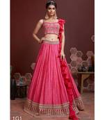 Wedding Designer Pink Chinon Silk Lehenga Choli