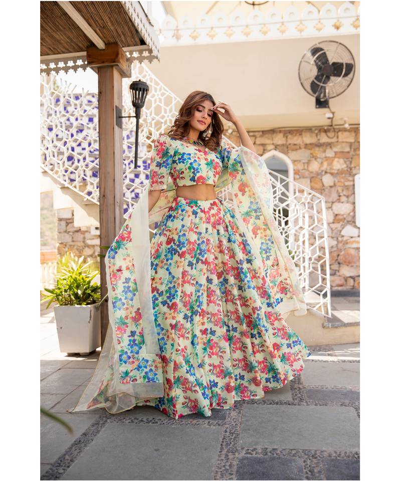 Wedding Designer Multi Chanderi Designer Lehenga