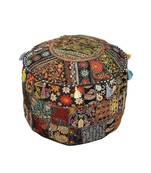 Indian Pouf Ottoman Covers Patchwork Footstool Embroidery Bohemian Pouffe