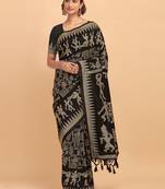 Teal woven banarasi silk saree with blouse