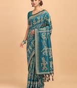 Baby pink woven paithani silk saree with blouse