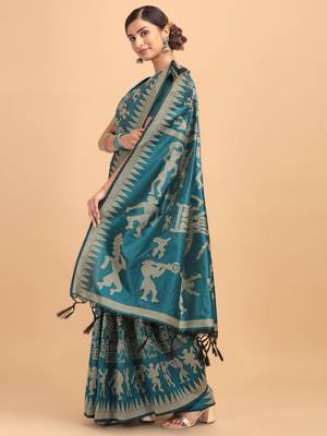 Baby pink woven paithani silk saree with blouse 2
