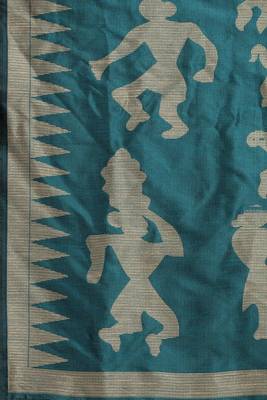 Baby pink woven paithani silk saree with blouse 4