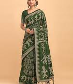 Pink woven paithani silk saree with blouse