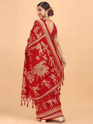 Teal woven paithani silk saree with blouse 3