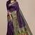 Peach printed tussar silk saree with blouse