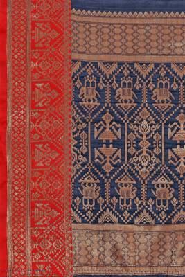 Light chiku woven linen saree with blouse 4