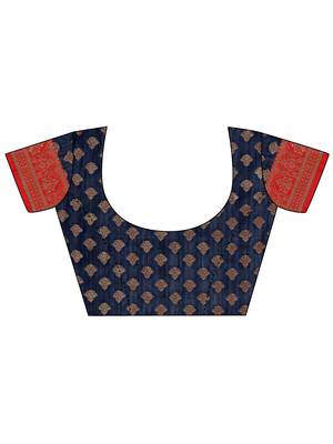 Light chiku woven linen saree with blouse 5