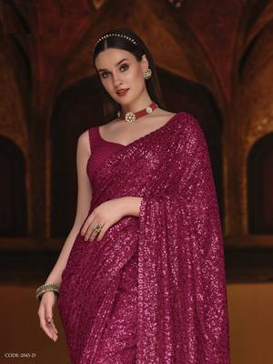 Pink Embroidered Georgette Saree With Blouse 2