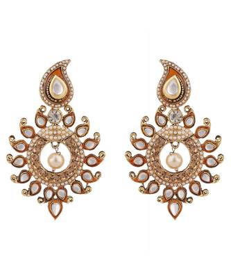 Designer Gold Plated Brown Sun Motif Trendsetting Chandbali 2