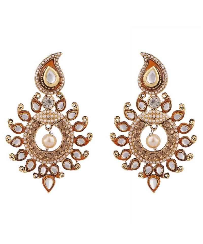 Designer Gold Plated Brown Sun Motif Trendsetting Chandbali