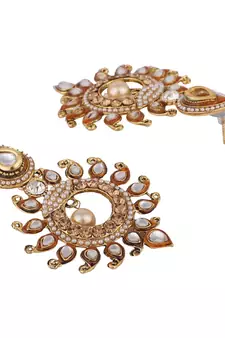 Designer Gold Plated Brown Sun Motif Trendsetting Chandbali