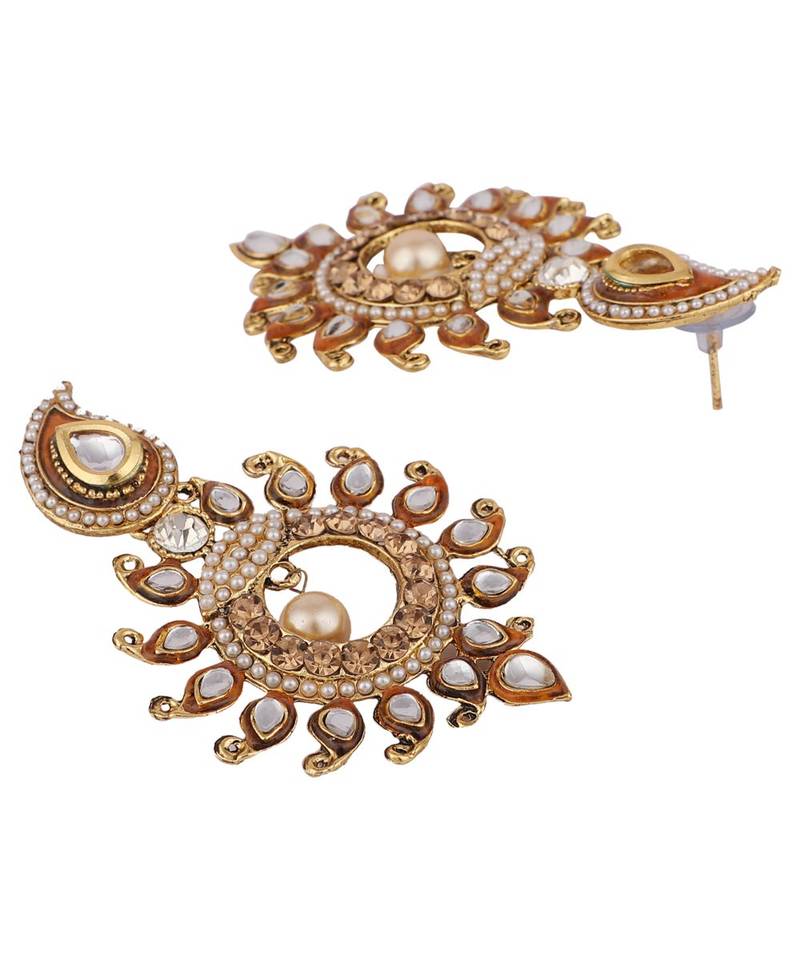 Designer Gold Plated Brown Sun Motif Trendsetting Chandbali