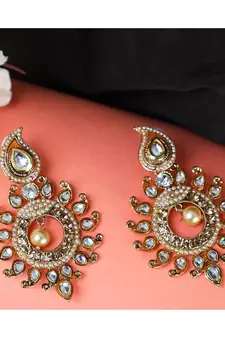 Designer Gold Plated Brown Sun Motif Trendsetting Chandbali