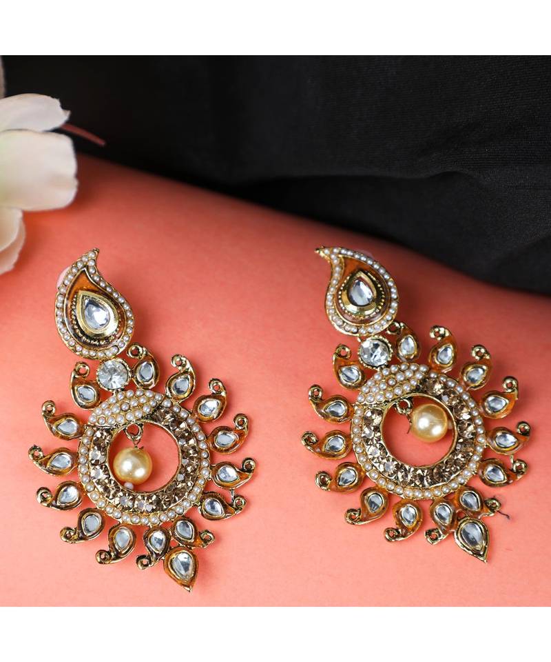 Designer Gold Plated Brown Sun Motif Trendsetting Chandbali