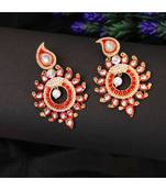 Designer Gold Plated Red Sun Motif Trendsetting Chandbali