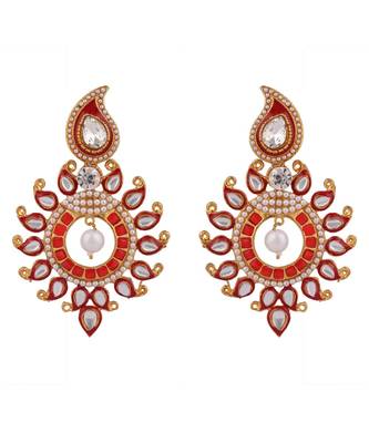 Designer Gold Plated Red Sun Motif Trendsetting Chandbali 2