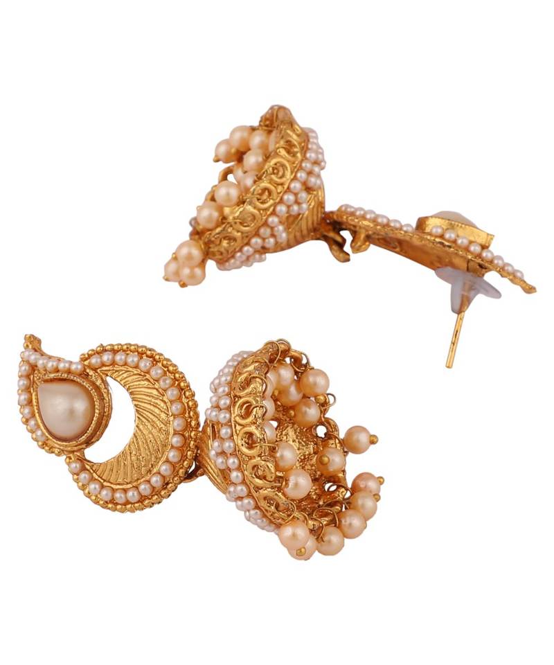 Gold tone LCT Pearl Studded Designer Jhumka  Jhumki Earring
