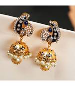 Traditional Gold Plated Blue Meenakari Carry Shape Jhumka Earring