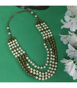 Gold and White Pearl Multi String Western Look Designer Necklace