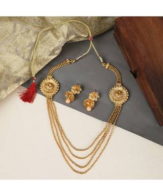 Gold Plated Multi layered 2 Side Broach South Indian Jewellery Set 1