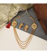 Gold Plated Multi layered 2 Side Broach South Indian Jewellery Set