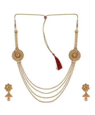 Gold Plated Multi layered 2 Side Broach South Indian Jewellery Set 2