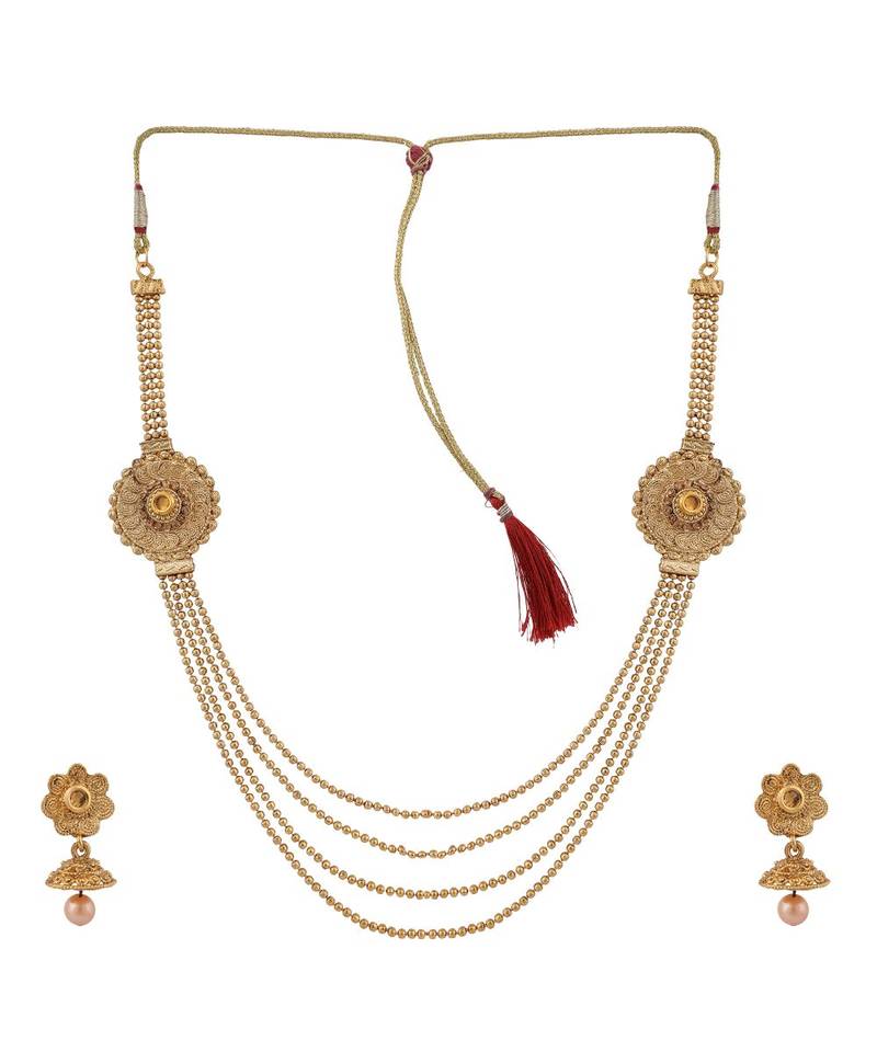 Gold Plated Multi layered 2 Side Broach South Indian Jewellery Set