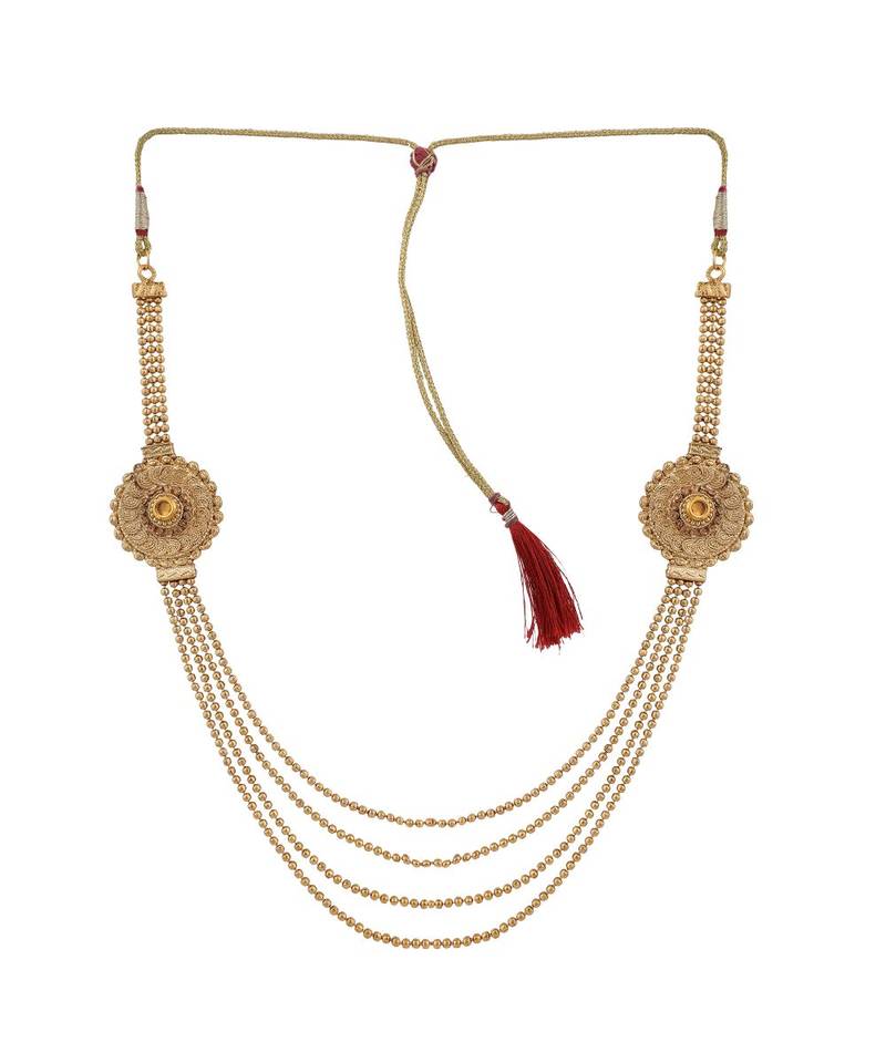 Gold Plated Multi layered 2 Side Broach South Indian Jewellery Set