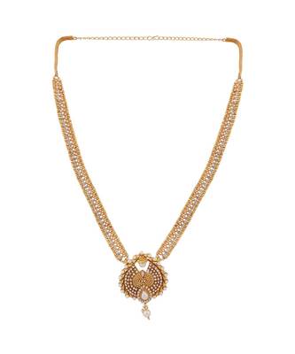 Gold Plated Designer Long 24K Gold Pearl and Stone studded South Indian Jewellery 3