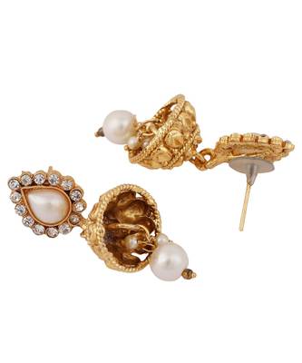 Gold Plated Designer Long 24K Gold Pearl and Stone studded South Indian Jewellery 4