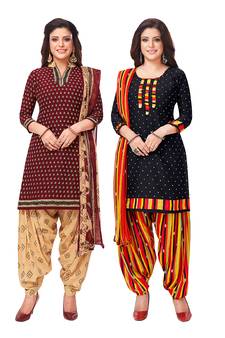 Women's Pack of   Synthetic Printed   top & bottom with dupatta