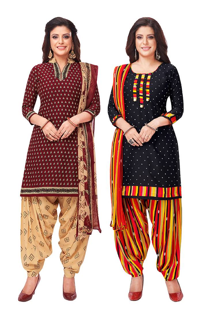 Women's Pack of   Synthetic Printed   top & bottom with dupatta