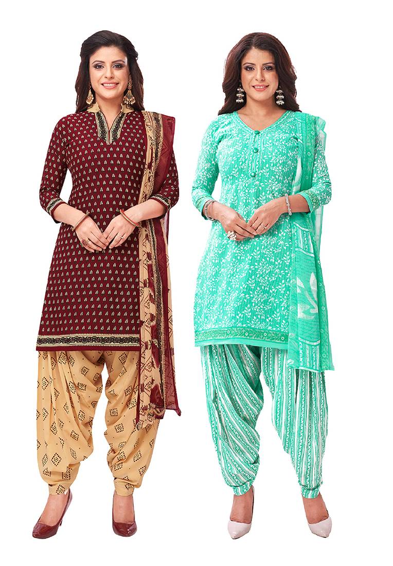 Women's Pack of   Synthetic Printed   top & bottom with dupatta
