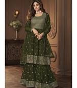  Shamita Shetty Green and Gold Embroidered Gharara Suit
