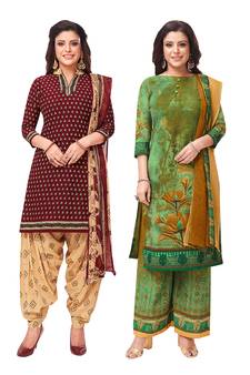 Women's Pack of   Synthetic Printed   top & bottom with dupatta