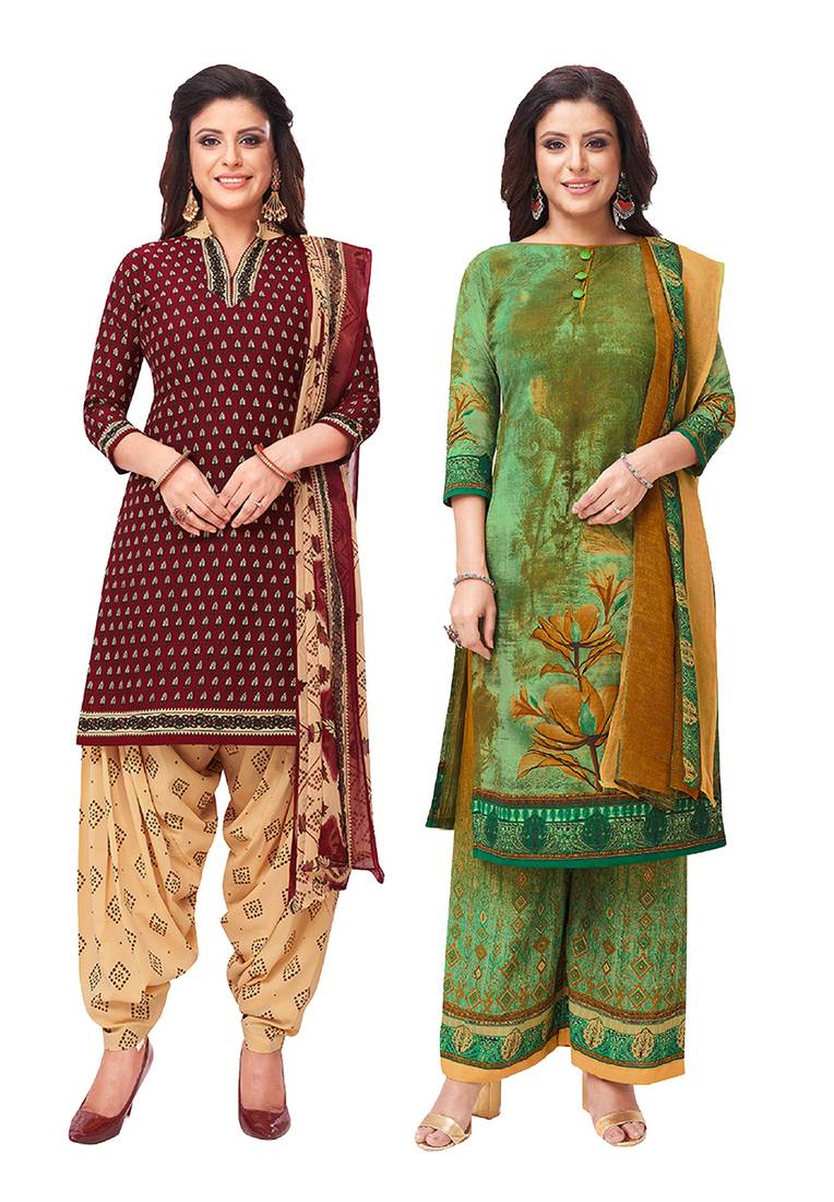 Women's Pack of   Synthetic Printed   top & bottom with dupatta