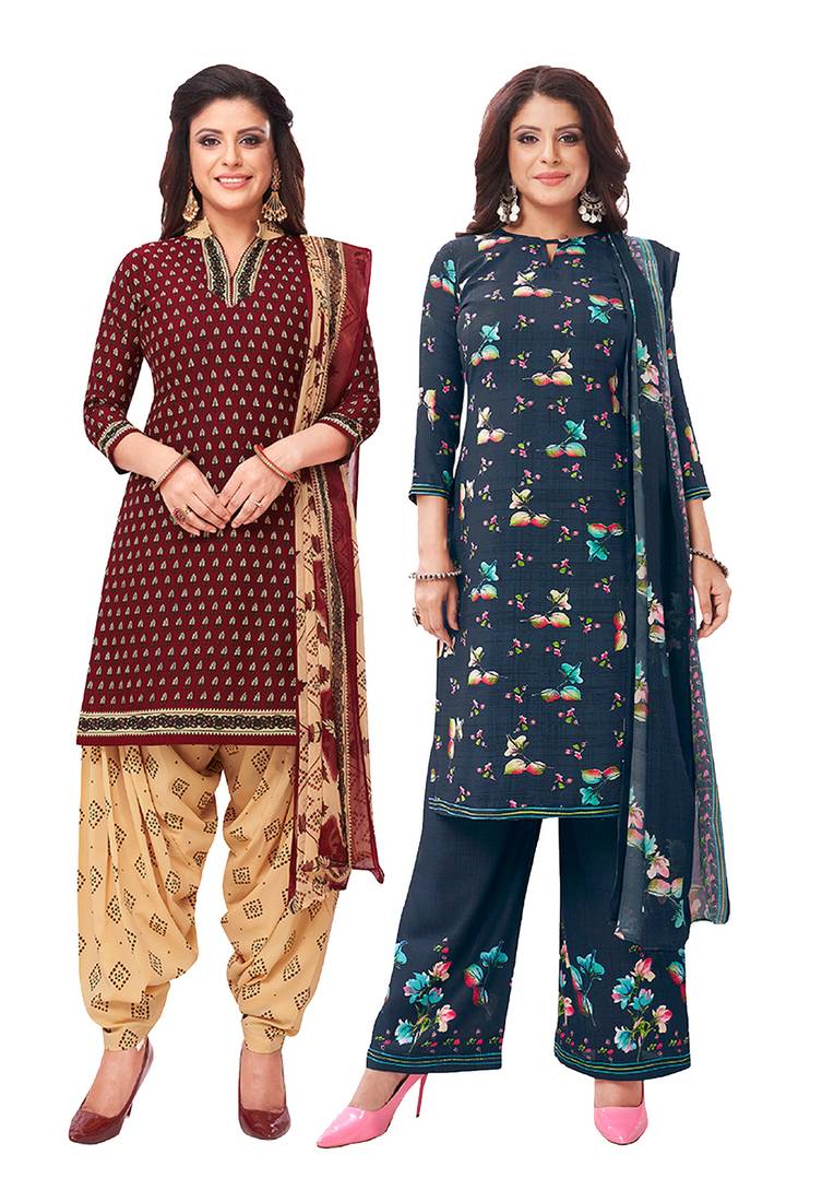 Women's Pack of   Synthetic Printed   top & bottom with dupatta