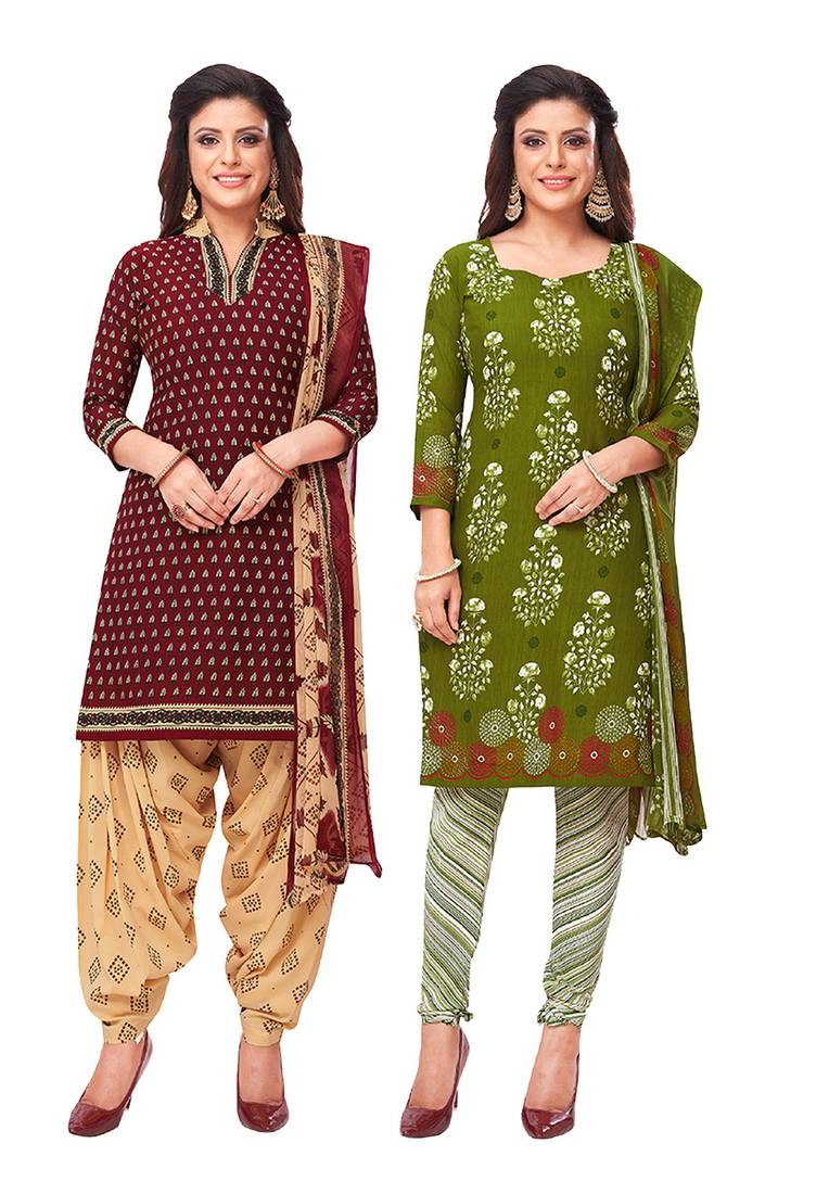 Women's Pack of   Synthetic Printed   top & bottom with dupatta